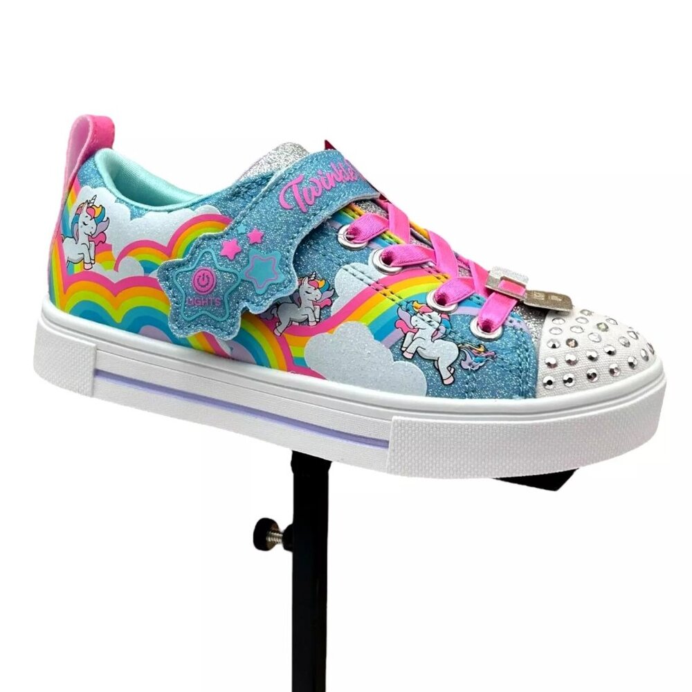 Skechers Little Girls Twinkle Toes Slip-on Sneaker Size 11.5 Unicorn-Cloud Print